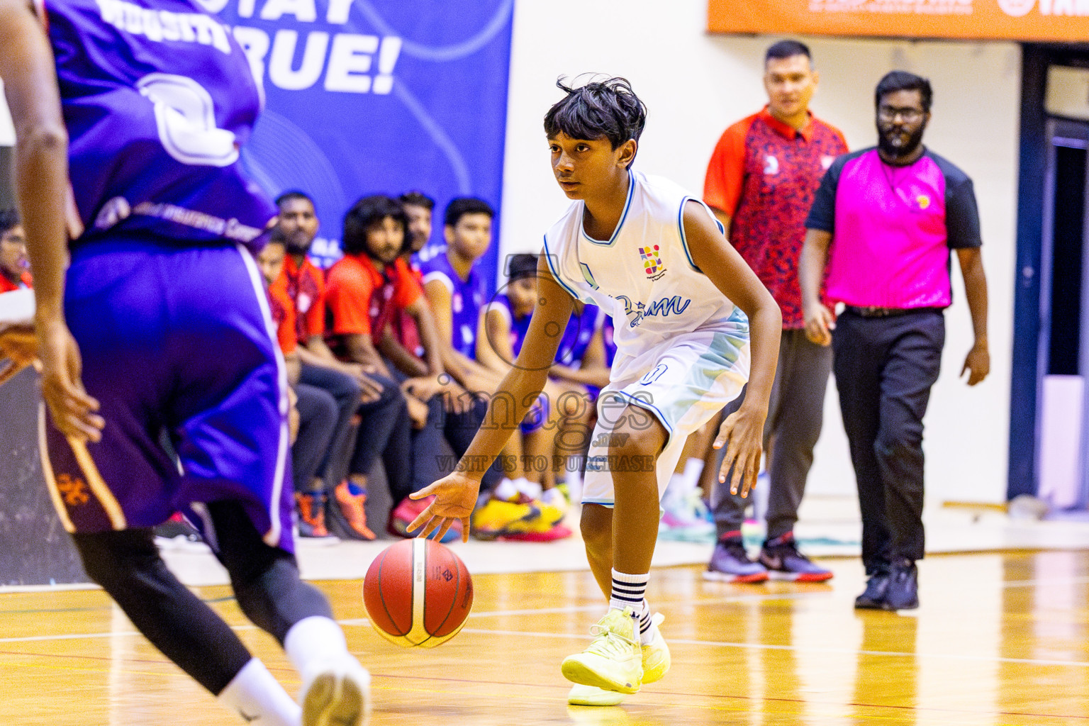 Ghiyasuddin International School vs Finland International School in day 28 of Junior Basketball Championship 2024 was held in Social Center, Male', Maldives on Thursday, 12th December 2024. Photos: Nausham Waheed / images.mv