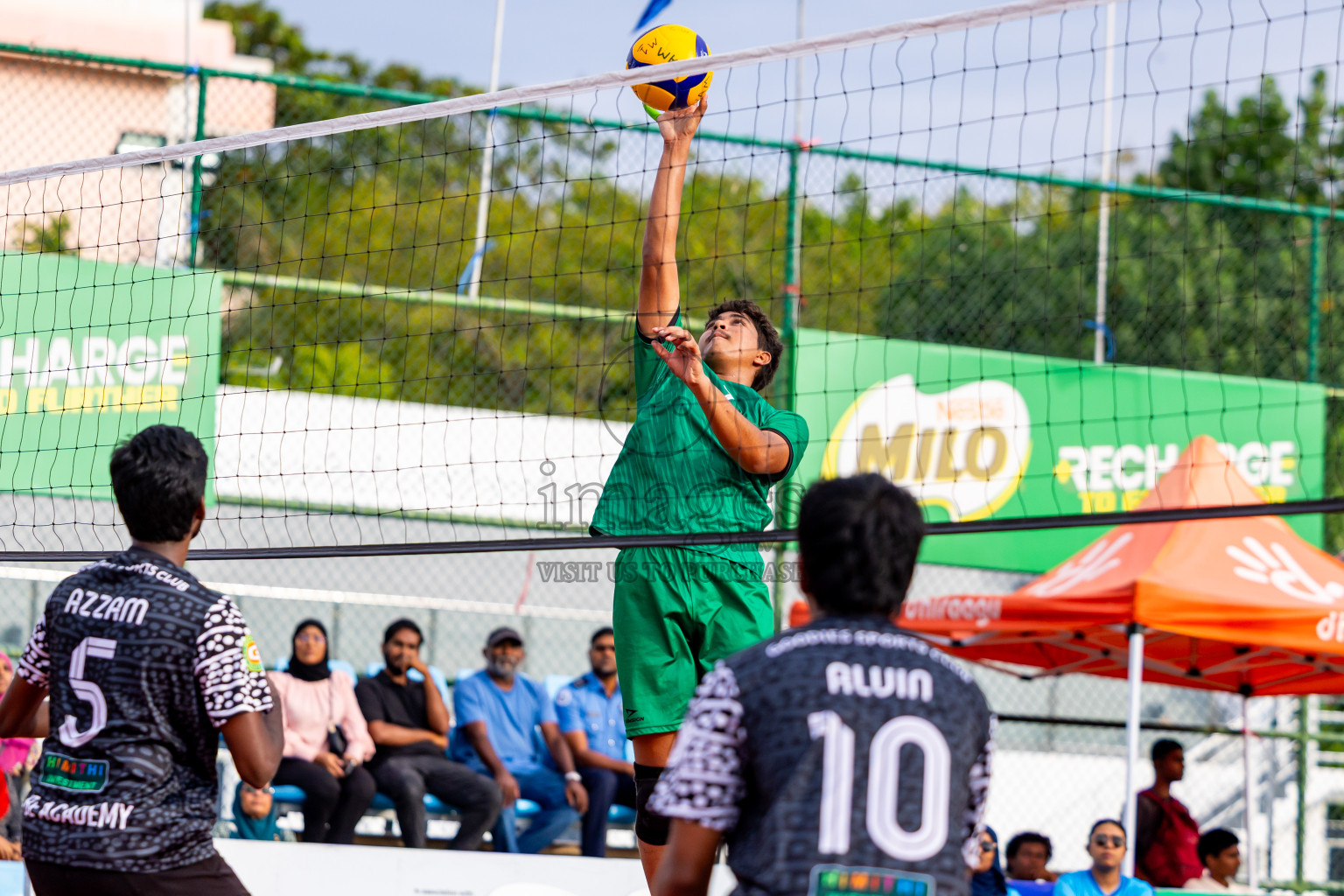 Sports Club Dhirun vs Goodies Sports Club in Milo National Junior Volleyball Championship 2025 Day 3 was held on Monday, 24th November 2025 at Ekuveni Turf Court Male', Maldives. Photos: Nausham Waheed / images.mv