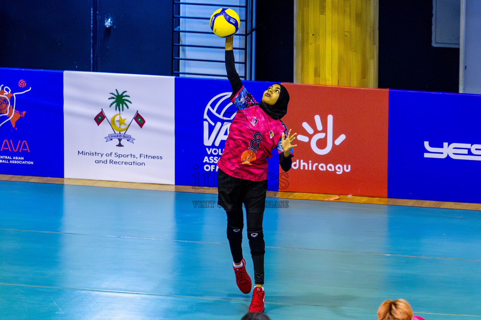 Good Games Sports Academy vs Volleyball Youth New Generation in Day 5 of Women's Division of VAM Cup 2025 held in Male', Maldives on Sunday, 13th April 2025 at Social Center Indoor Hall Photos By: Nausham Waheed / images.mv