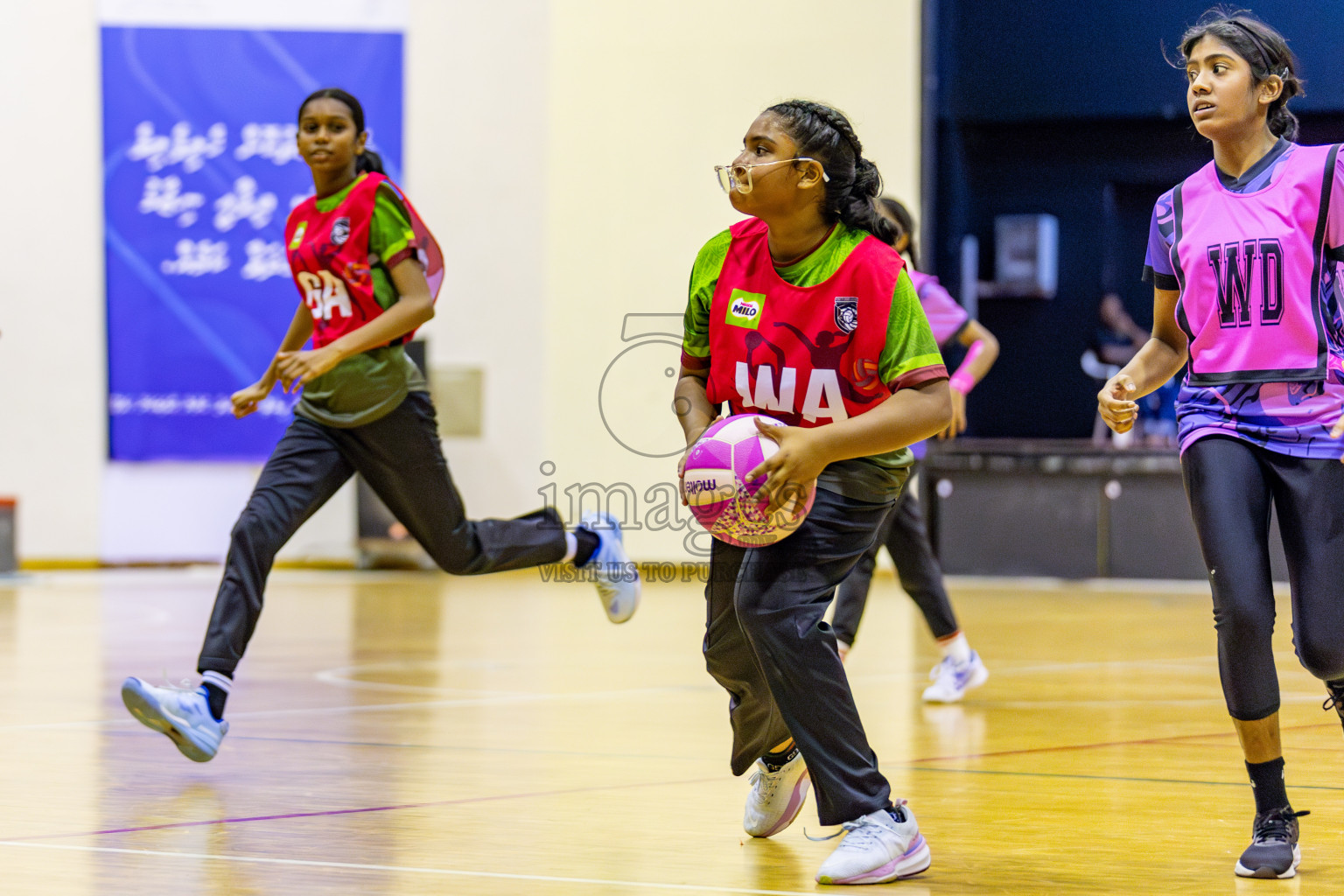 N Sports Academy A vs Fiontti Sports Club  in Day 3 of 3rd Netball Junior Championship, held at Social Center on Tuesday, 21st January 2025 . 
Photos: Hassan Simah / images.mv