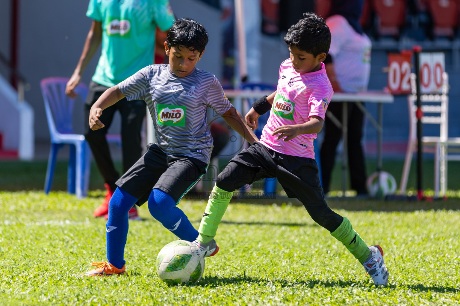 Day 1 of MILO Kids Football Fiesta was held at National Stadium in Male', Maldives on Friday, 23rd February 2024. Photos: Hassan Simah / images.mv