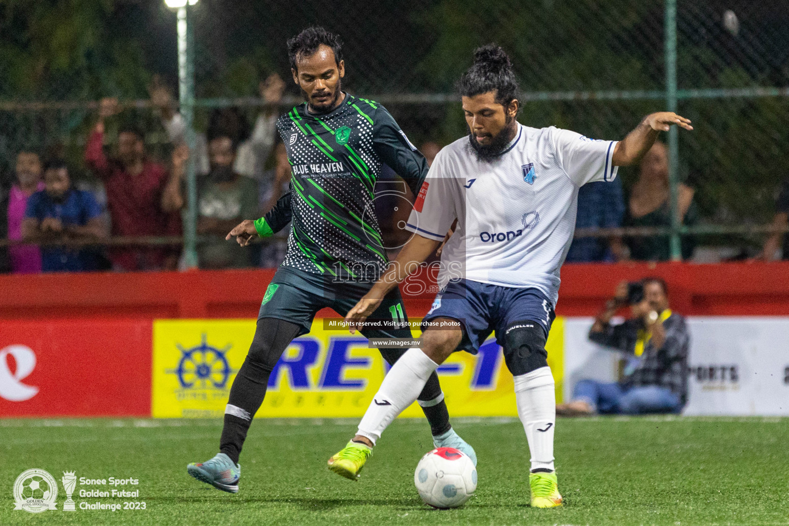 Sh. Feevah vs Sh. Lhaimagu in Day 4 of Golden Futsal Challenge 2023 on 08 February 2023 in Hulhumale, Male, Maldives