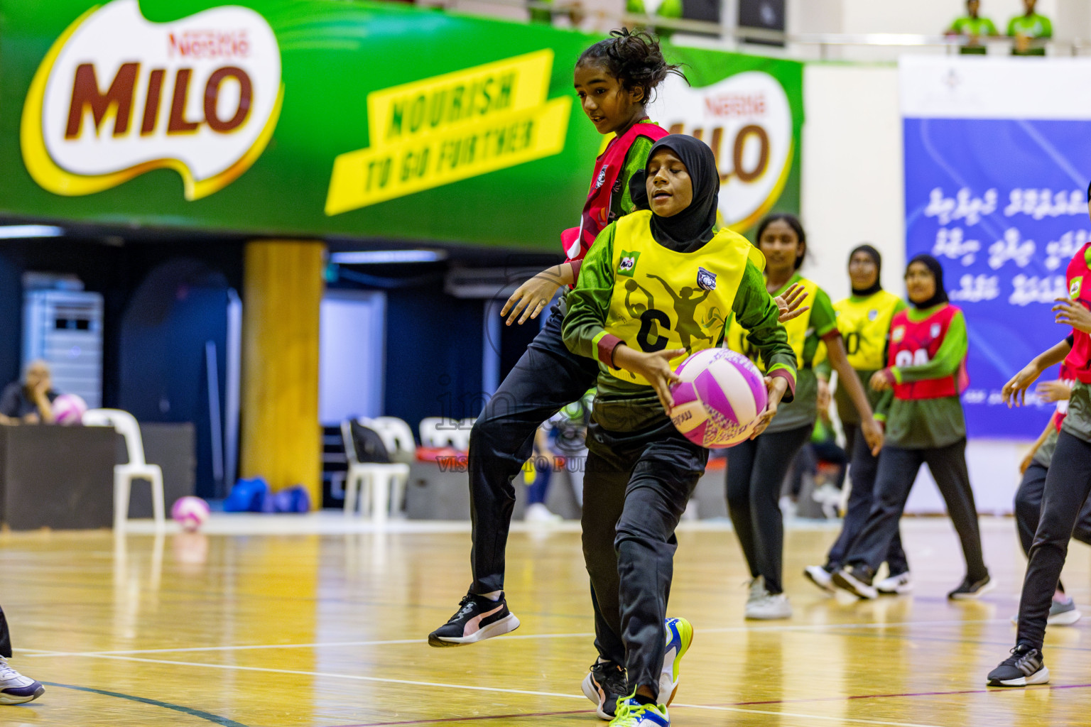 Fiontti Sports Academy vs Fionrri Academy A (U13) in Day 3 of 3rd Netball Junior Championship, held at Social Center on Tuesday, 21st January 2025 . 
Photos: Hassan Simah / images.mv