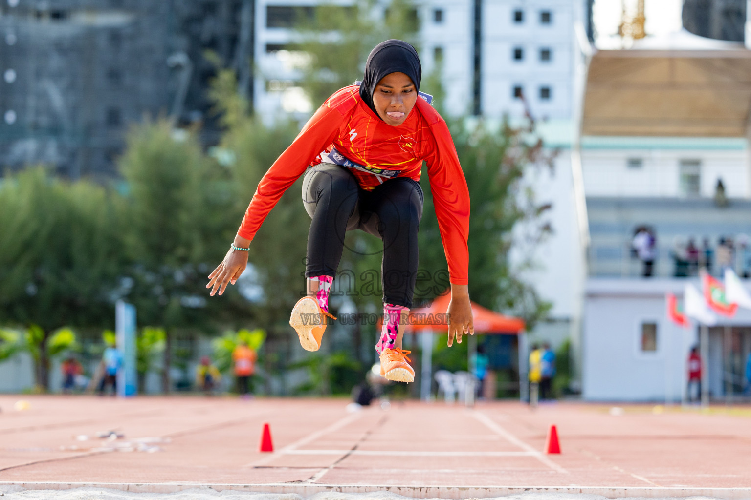 Day 2 of MWSC Interschool Athletics Championships 2024 held in Hulhumale Running Track, Hulhumale, Maldives on Sunday, 10th November 2024. 
Photos by: Hassan Simah / Images.mv