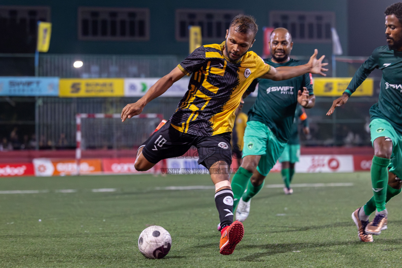 M. Naalaafushi vs M. Maduvvari in Day 28 of Golden Futsal Challenge 2024 was held on Sunday , 11th February 2024 in Hulhumale', Maldives Photos: Mohamed Mahfooz Moosa / images.mv