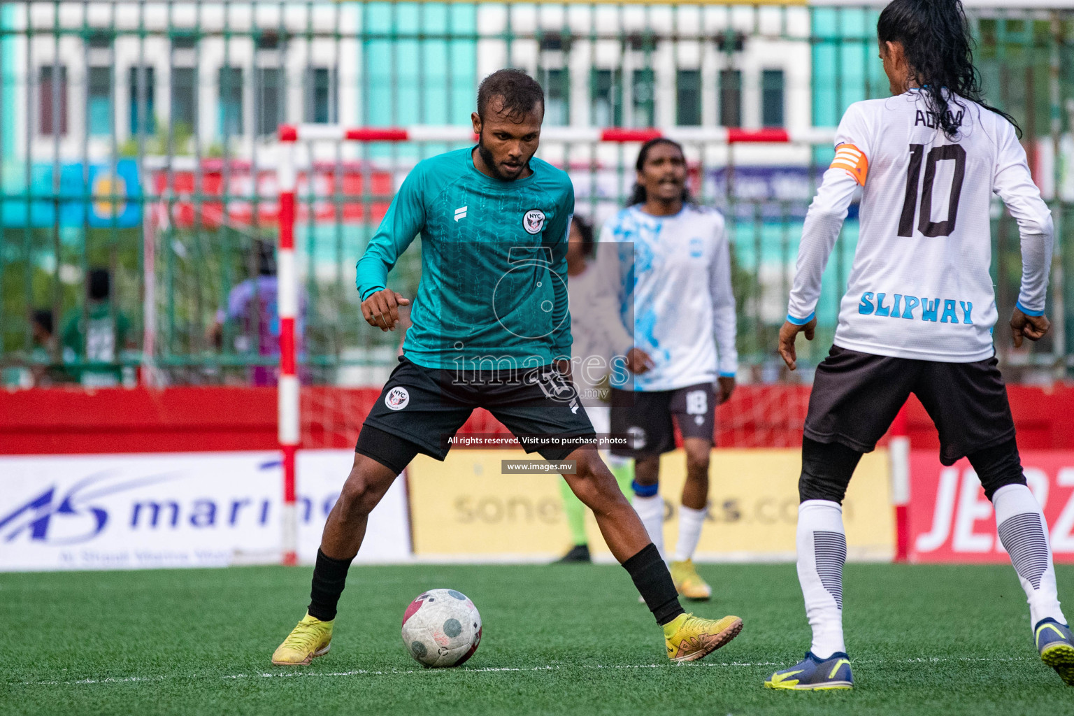 M. Naalaafushi vs M. Mulak in Day 6 of Golden Futsal Challenge 2023 on 10 February 2023 in Hulhumale, Male, Maldives