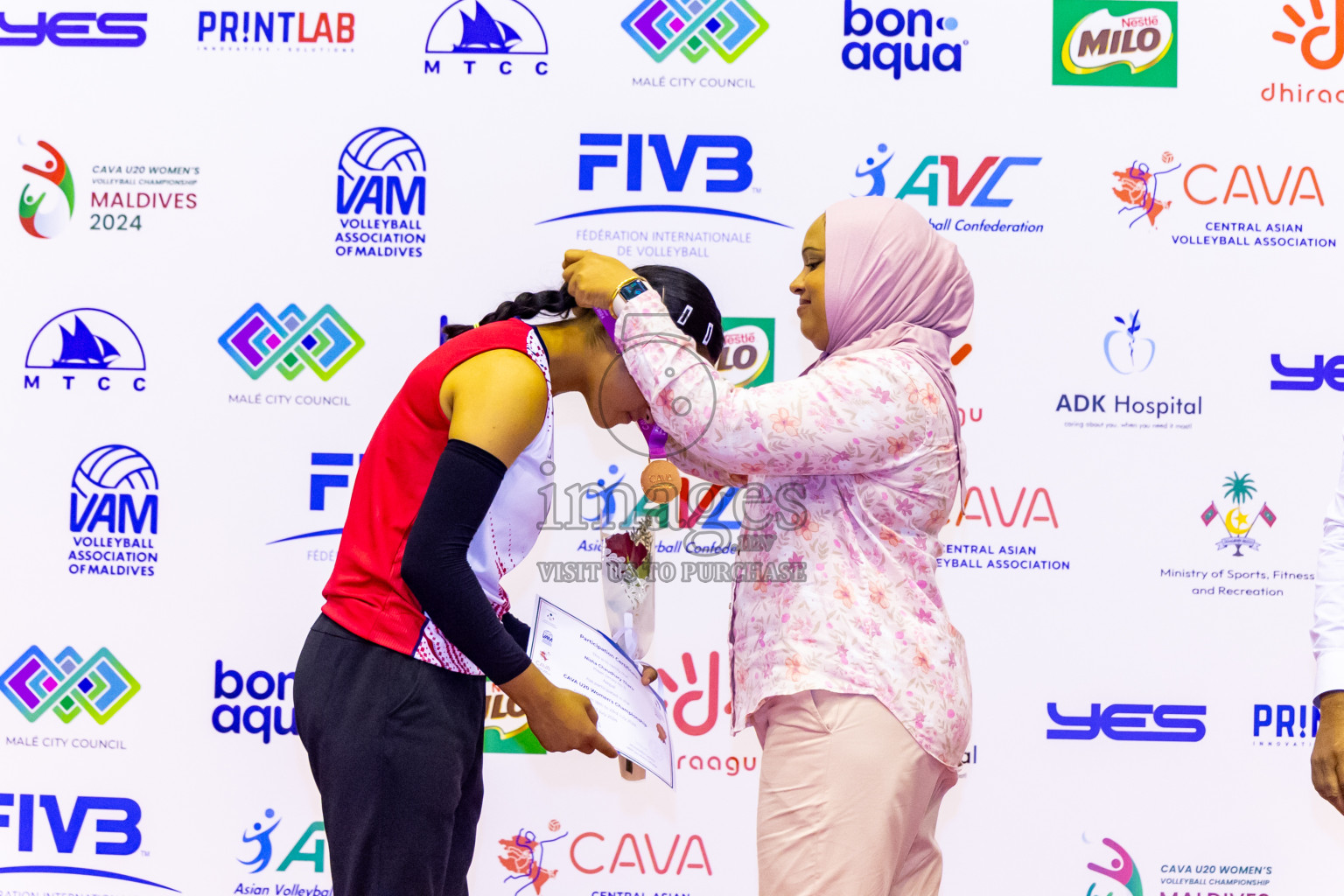 Kyrgyzstan vs Sri Lanka in Final of CAVA U20 Woman's Volleyball Championship 2024 was held in Social Center, Male', Maldives on 23rd July 2024. Photos: Nausham Waheed / images.mv