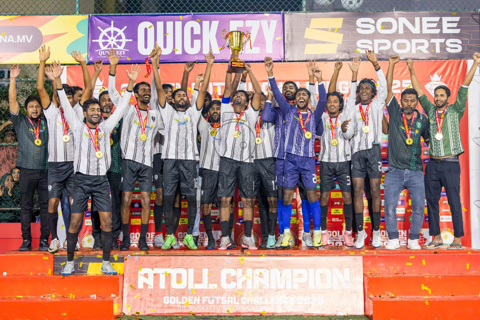 N Holhudhoo vs N Miladhoo in Noonu Atoll Final in Day 24 of Golden Futsal Challenge 2025 was held on Tuesday , 28th January 2025, in Hulhumale', Maldives. Photos: Ismail Thoriq / images.mv