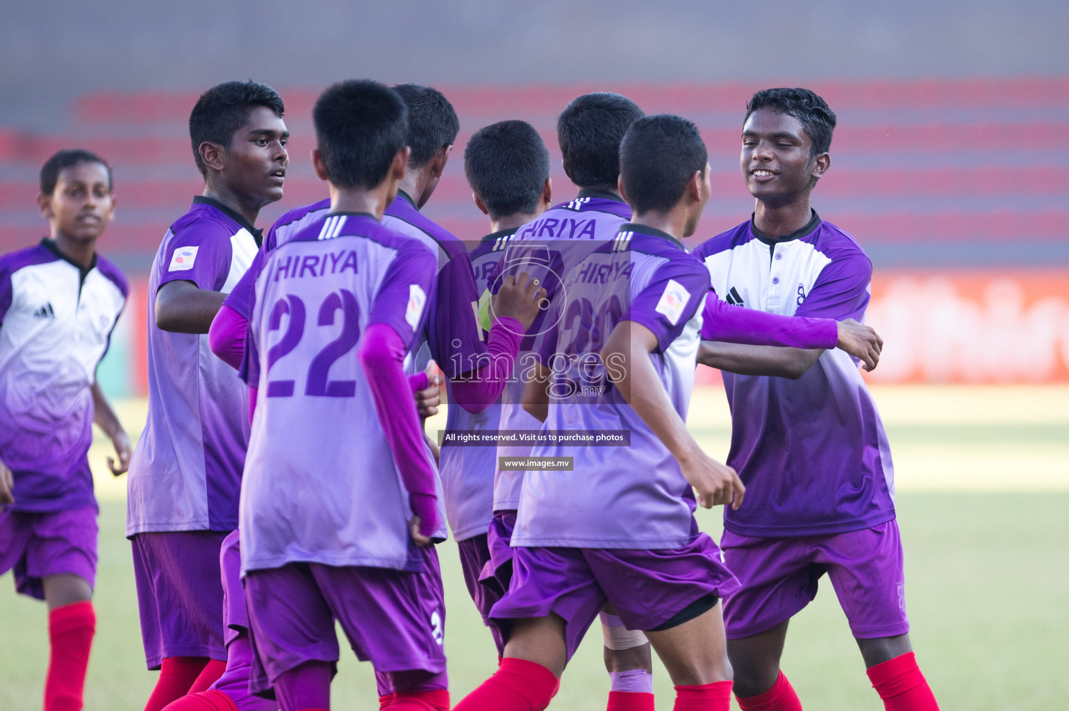 Dharumavantha School vs Hiriya School in Mamen Inter-School Football Tournament 2019 (U15) on 7th March 2019, in Male' Maldives (Images.mv Photo: Suadh Abdul Sattar)