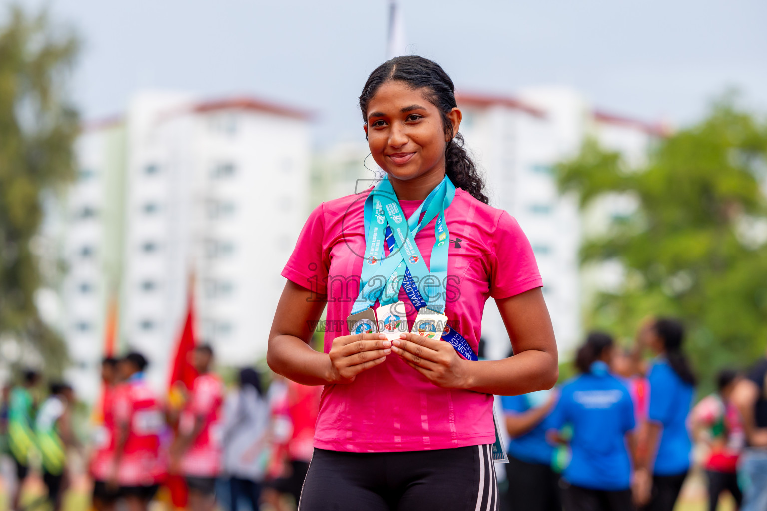 Day 6 of MWSC Interschool Athletics Championships 2024 held in Hulhumale Running Track, Hulhumale, Maldives on Thursday, 14th November 2024. Photos by: Nausham Waheed / Images.mv