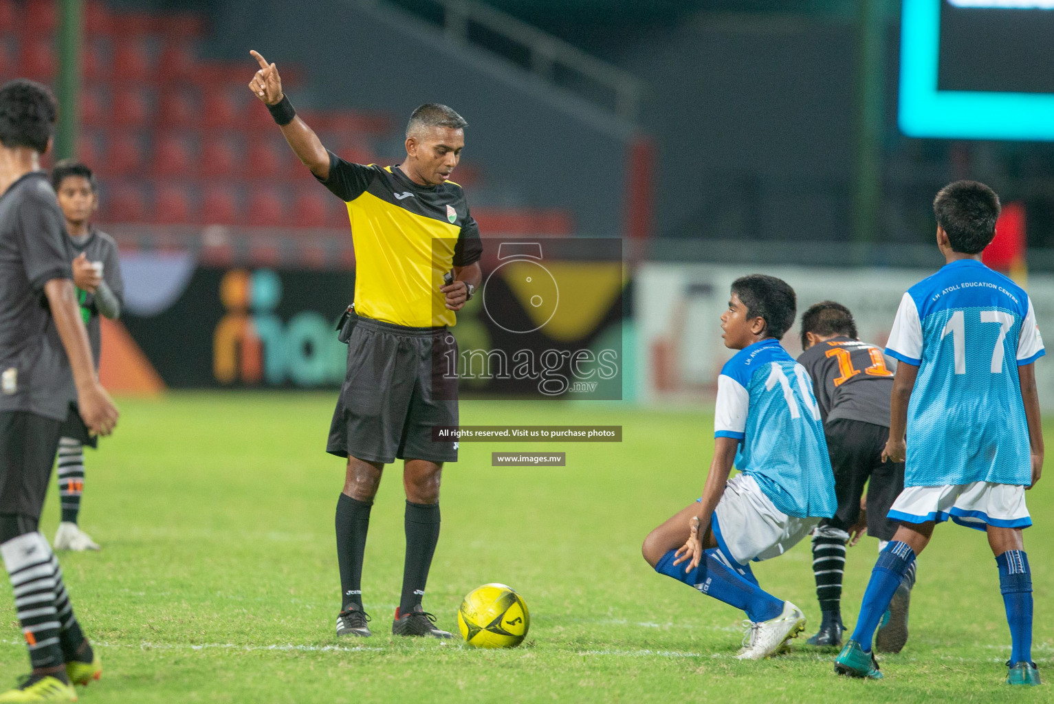 LH.EDU.CENTRE vs Ghaazee School in the finals of MAMEN Inter School Football Tournament 2019 (U13) on 22nd April 2019 in Male', Maldives Photos: Suadh Abdul Sattar / Images.mv