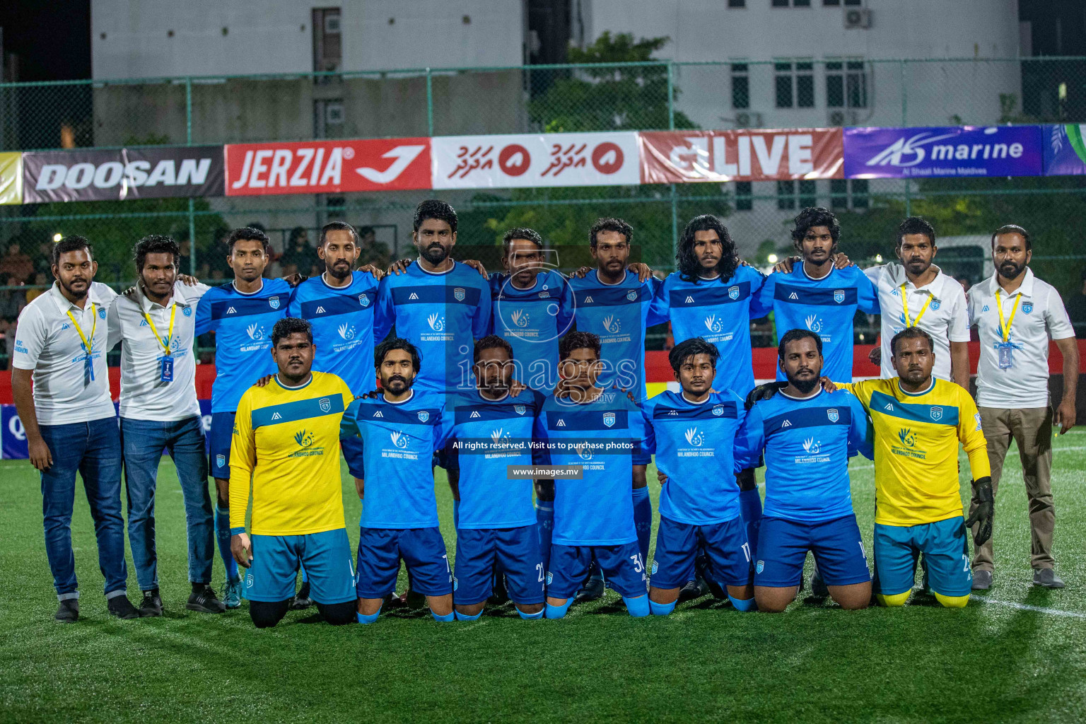 Sh. Milandhoo vs Sh. Maroshi in Day 2 of Golden Futsal Challenge 2023 on 06 February 2023 in Hulhumale, Male, Maldives