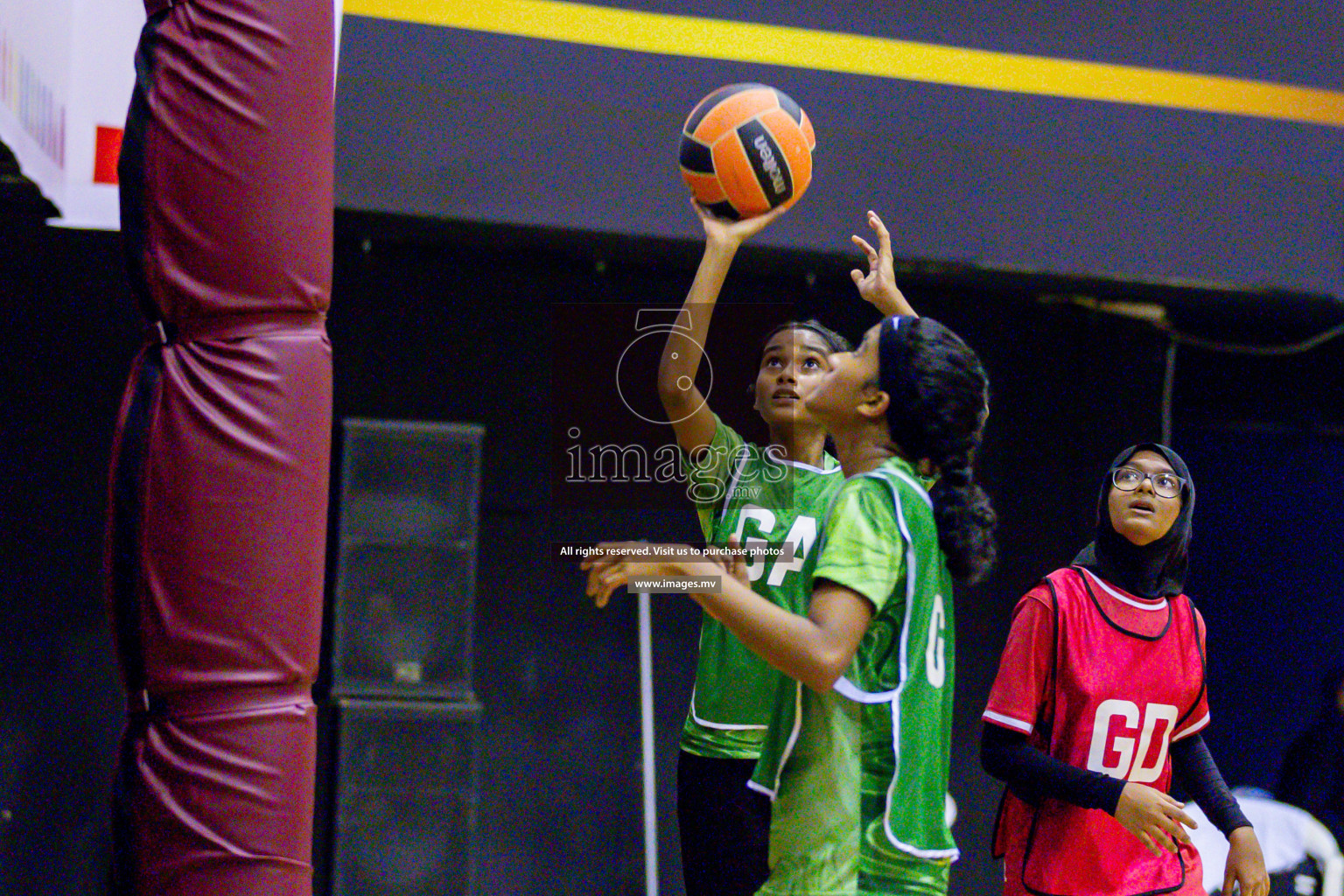 Day 9 of 24th Interschool Netball Tournament 2023 was held in Social Center, Male', Maldives on 4th November 2023. Photos: Hassan Simah / images.mv