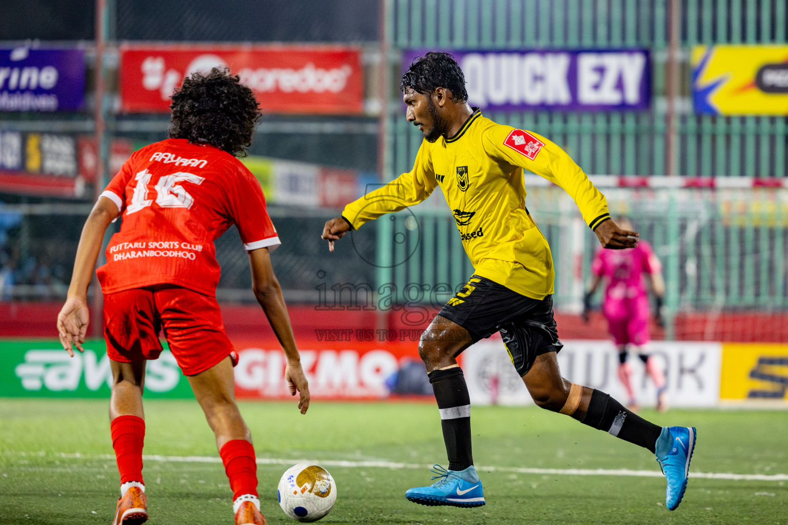 F Dhanraboodhoo vs F Magoodhoo in Faafu Atoll Finals in Day 25 of Golden Futsal Challenge 2025 was held on Wednesday , 28th January 2025, in Hulhumale', Maldives. Photos: Nausham Waheed / images.mv