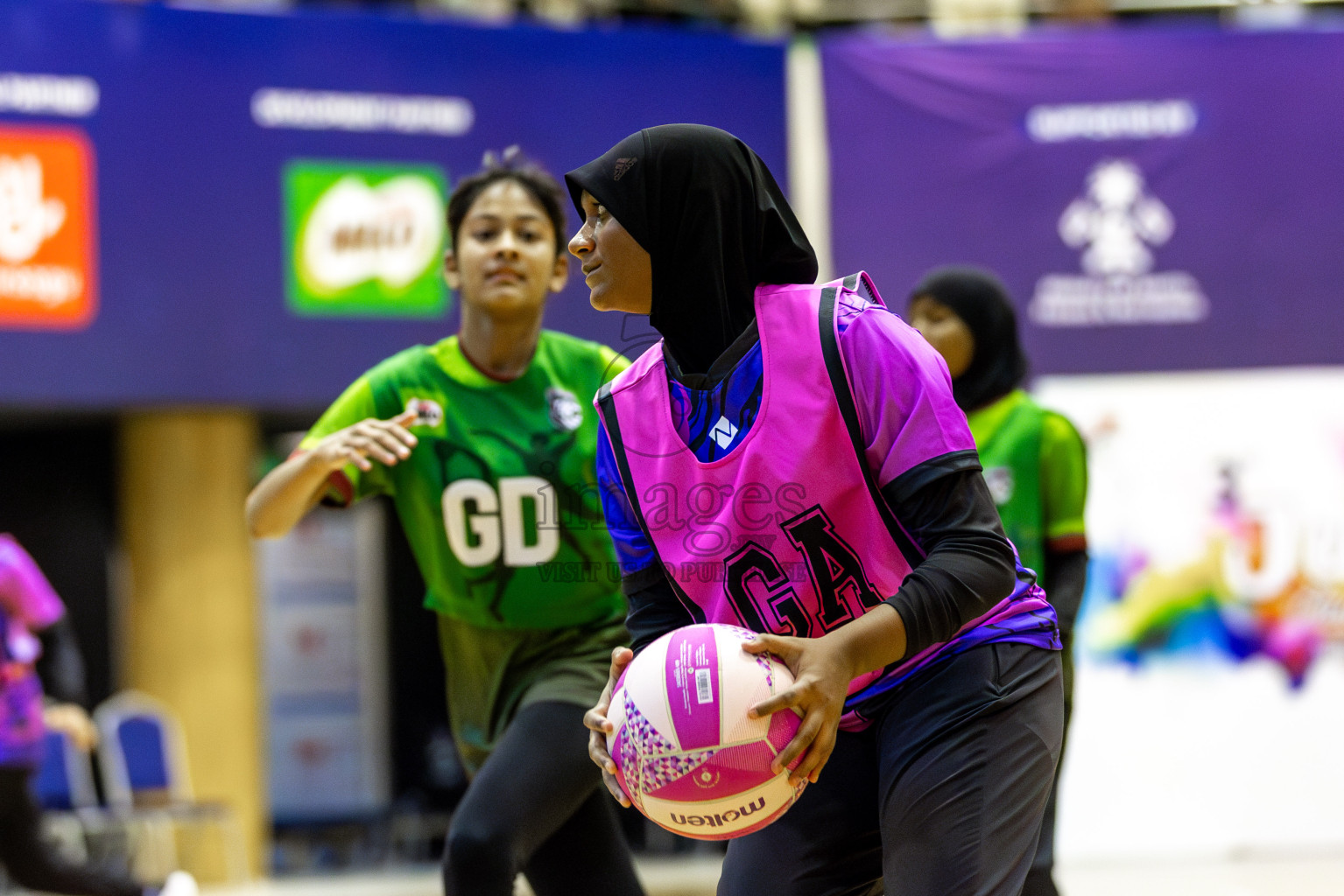 Fionti SA vs N Sports Academy in Day 6  of 3rd Netball Junior Championship, held at Social Center on Friday 24th January 2025 . Photos: Shuu Abdul Sattar / images.mv