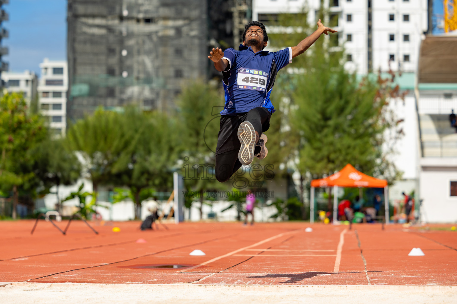 Day 2 of MWSC Interschool Athletics Championships 2024 held in Hulhumale Running Track, Hulhumale, Maldives on Sunday, 10th November 2024. 
Photos by:  Hassan Simah / Images.mv