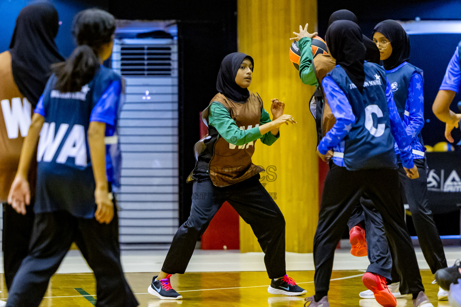 Day 4 of 25th Inter-School Netball Tournament was held in Social Center at Male', Maldives on Monday, 12th August 2024. Photos: Nausham Waheed / images.mv