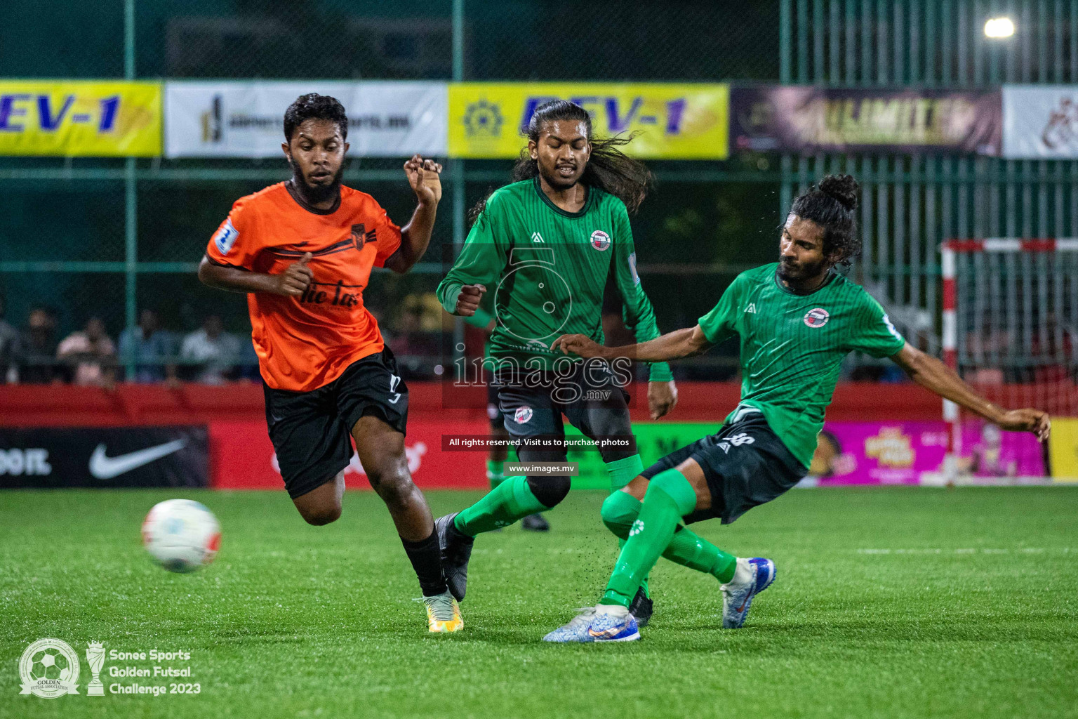 Th. Hirilandhoo vs Th. Omadhoo in Day 4 of Golden Futsal Challenge 2023 on 08 February 2023 in Hulhumale, Male, Maldives