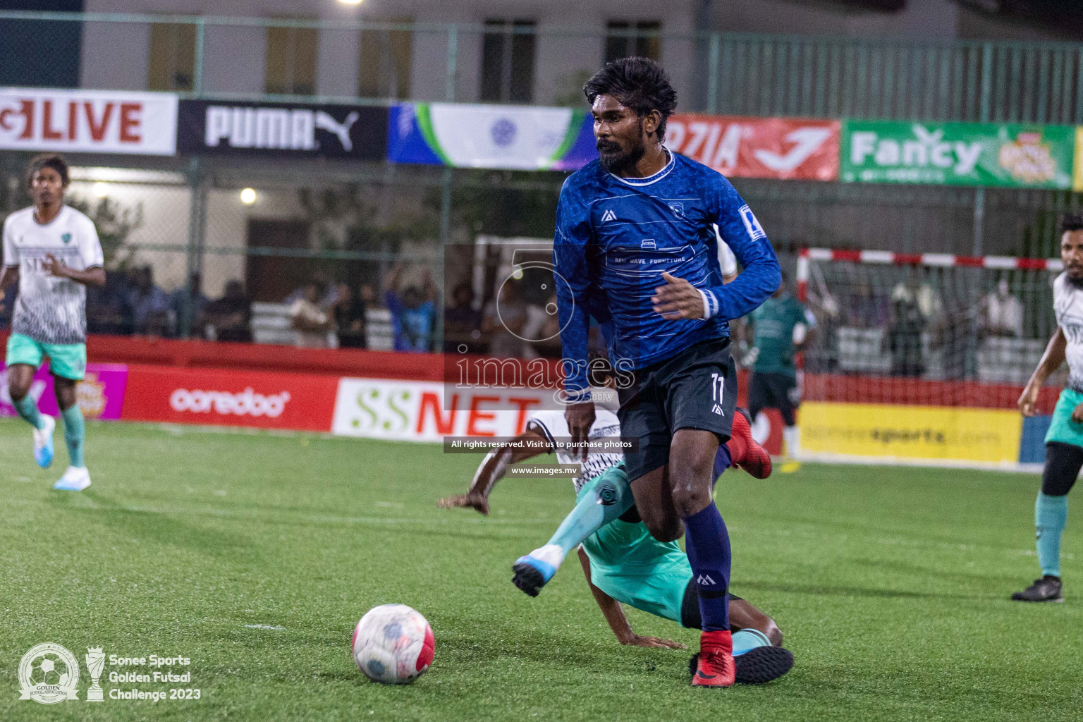 K. Thulusdhoo vs K. Gaafaru in Day 4 of Golden Futsal Challenge 2023 on 08 February 2023 in Hulhumale, Male, Maldives