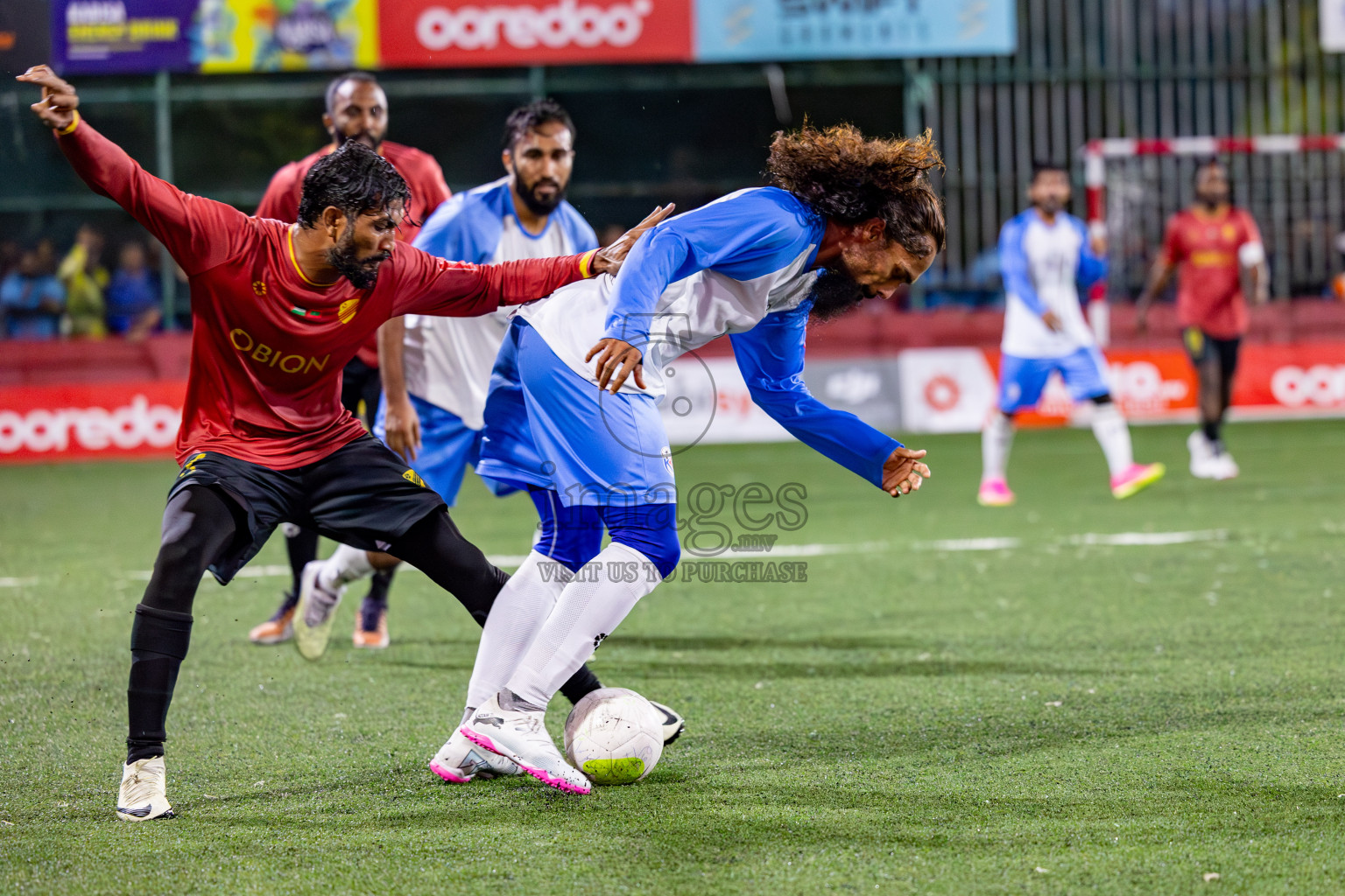 Dh. Kudahuvadhoo VS N. Kendhikulhudhoo in Round of 16 on Day 40 of Golden Futsal Challenge 2024 which was held on Tuesday, 27th February 2024, in Hulhumale', Maldives Photos: Hassan Simah / images.mv