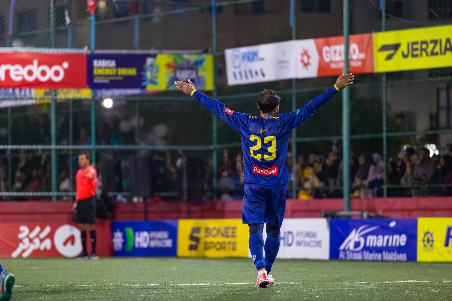 B Eydhafushi vs B Thulhaadhoo in Day 29 of Golden Futsal Challenge 2024 was held on Tuesday , 13th February 2024 in Hulhumale', Maldives Photos: Ismail Thoriq / images.mv