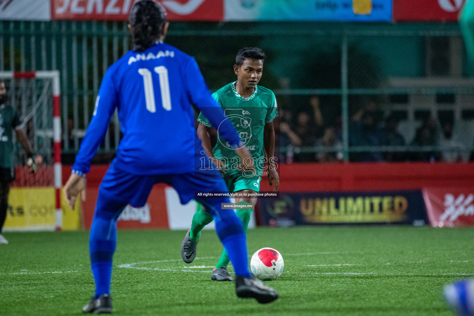 R. Meedhoo vs R. Dhuvaafaru in Day 2 of Golden Futsal Challenge 2023 on 06 February 2023 in Hulhumale, Male, Maldives