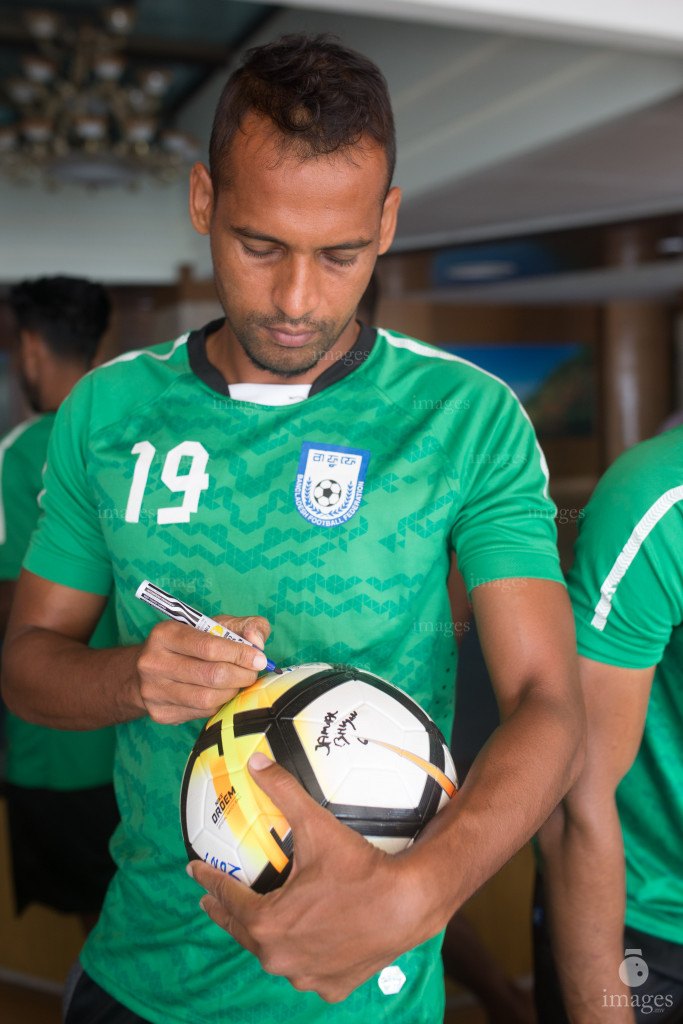 Jersey, balls signing and team photos SAFF Suzuki Cup 2018 in Dhaka, Bangladesh, Sunday, September 09, 2018. (Images.mv Photo/Suadhu Abdul Sattar)