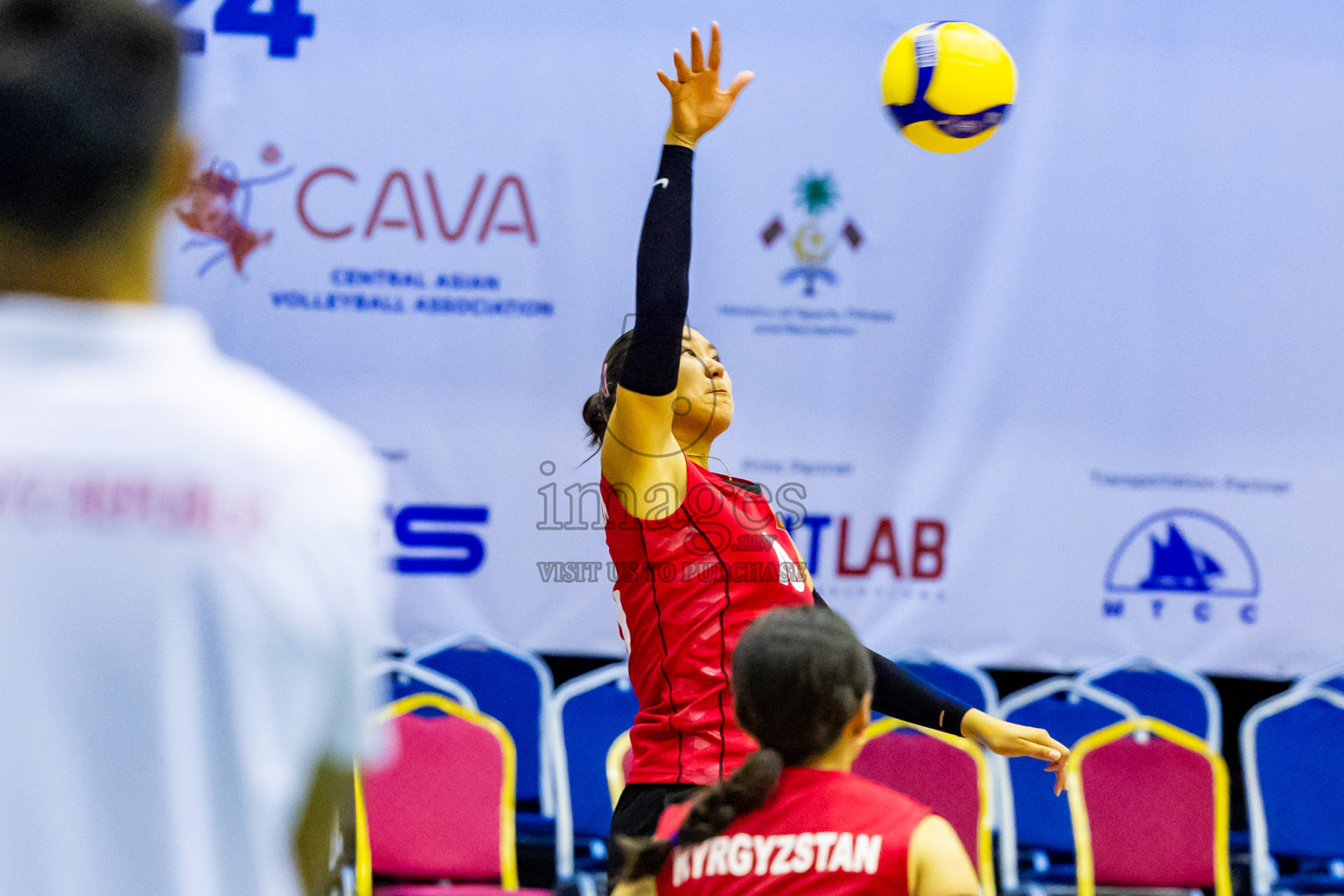 Kyrgyzstan vs Nepal in Semi Final of CAVA U20 Woman's Volleyball Championship 2024 was held in Social Center, Male', Maldives on 22nd July 2024. Photos: Nausham Waheed / images.mv