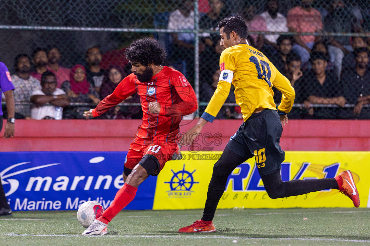 N Velidhoo vs N Maafaru in Day 18 of Golden Futsal Challenge 2024 was held on Thursday, 1st February 2024, in Hulhumale', Maldives Photos: Mohamed Mahfooz Moosa, / images.mv