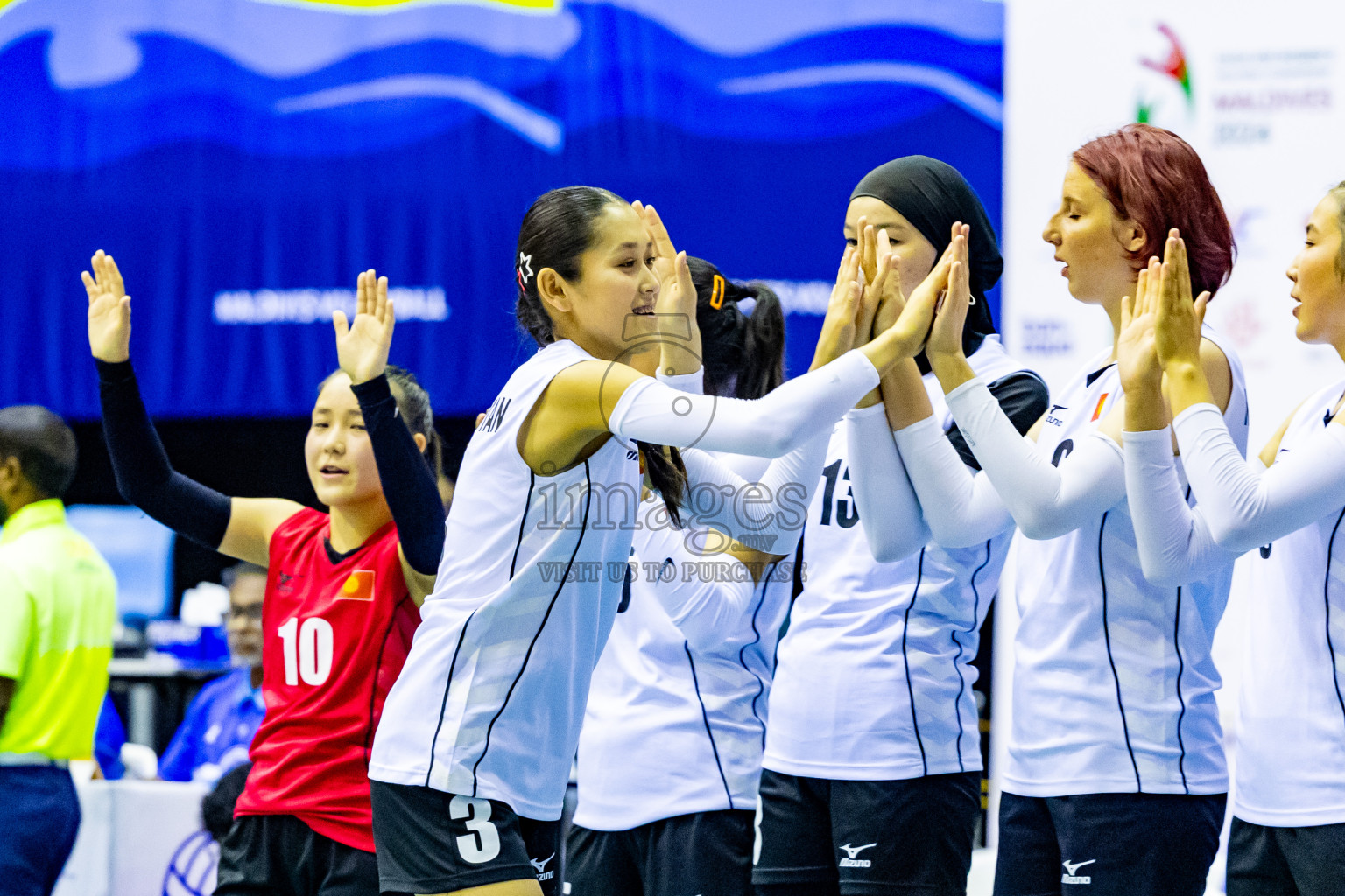 Kyrgyzstan vs Sri Lanka in Day 3 of CAVA U20 Woman's Volleyball Championship 2024 was held in Social Center, Male', Maldives on 20th July 2024. Photos: Nausham Waheed / images.mv