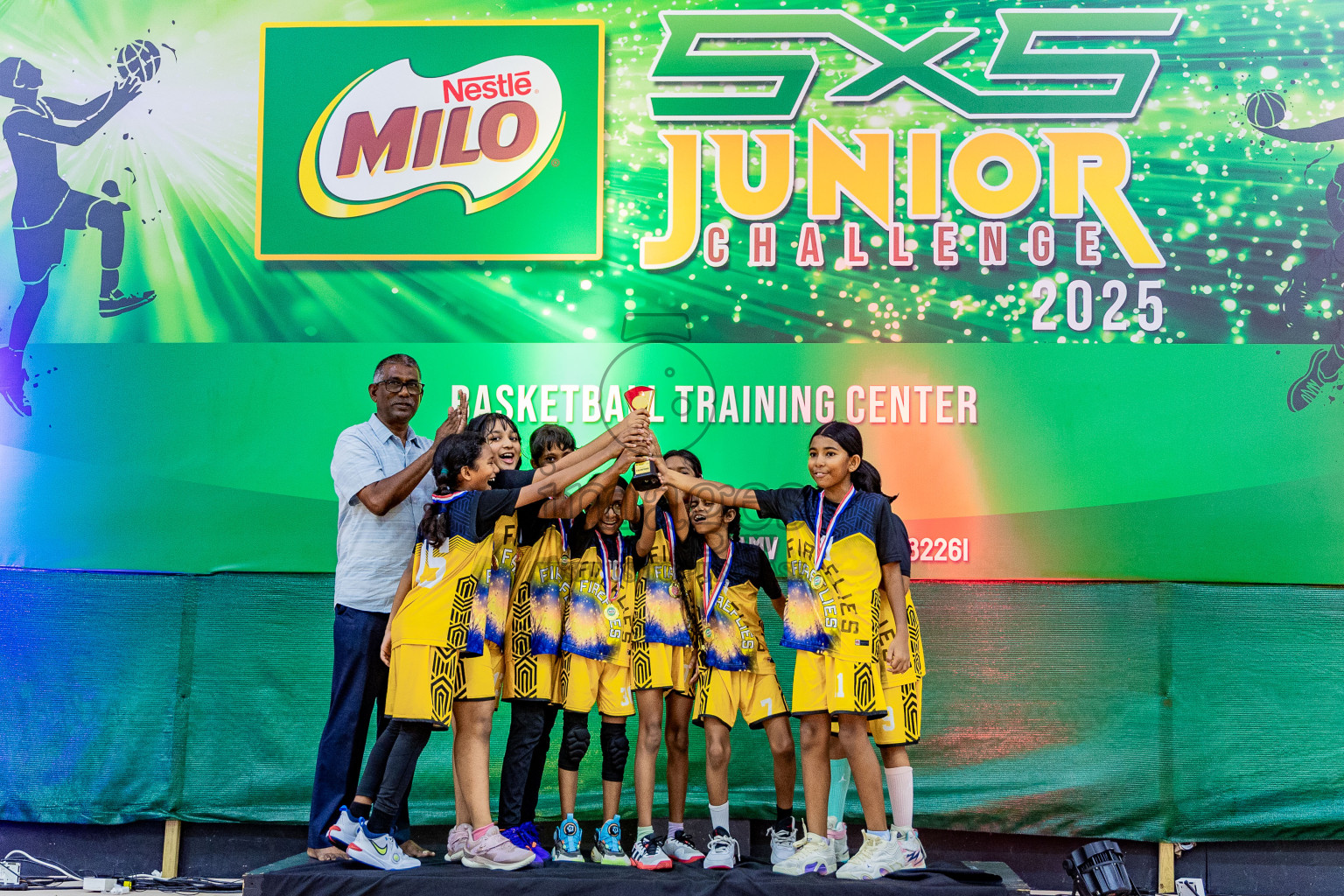 Day 3 of Milo 5 x 5 Junior Challenge 2025 - Basketball tournament held in Basketball Training Center, Male', Maldives on Saturday, 11th October 2025. Photos by: Nausham Waheed, Areef Adam / Images.mv