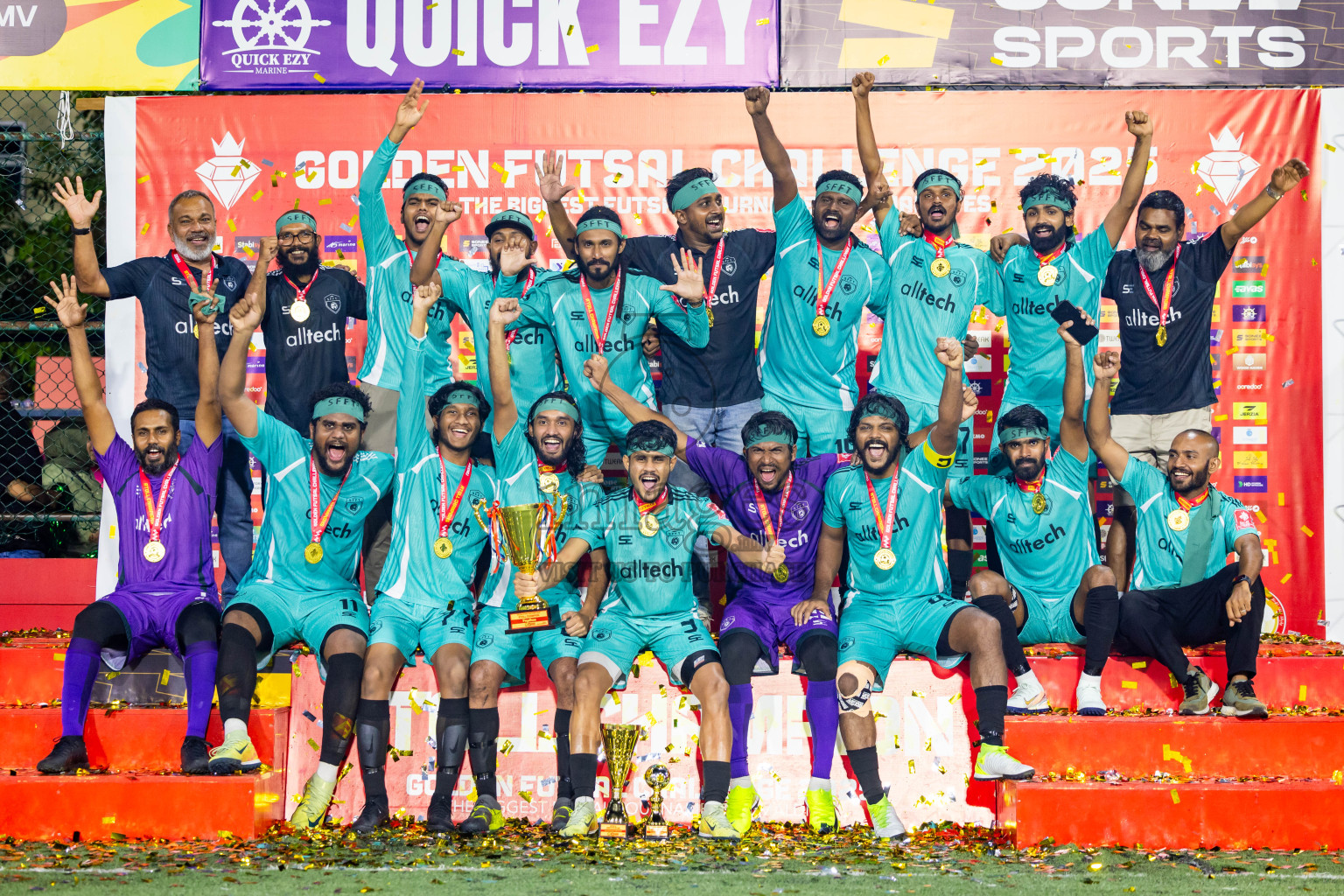 S Feydhoo vs S Hithadhoo in Seenu Atoll Final in Day 24 of Golden Futsal Challenge 2025 was held on Tuesday , 28th January 2025, in Hulhumale', Maldives. Photos: Nausham Waheed / images.mv