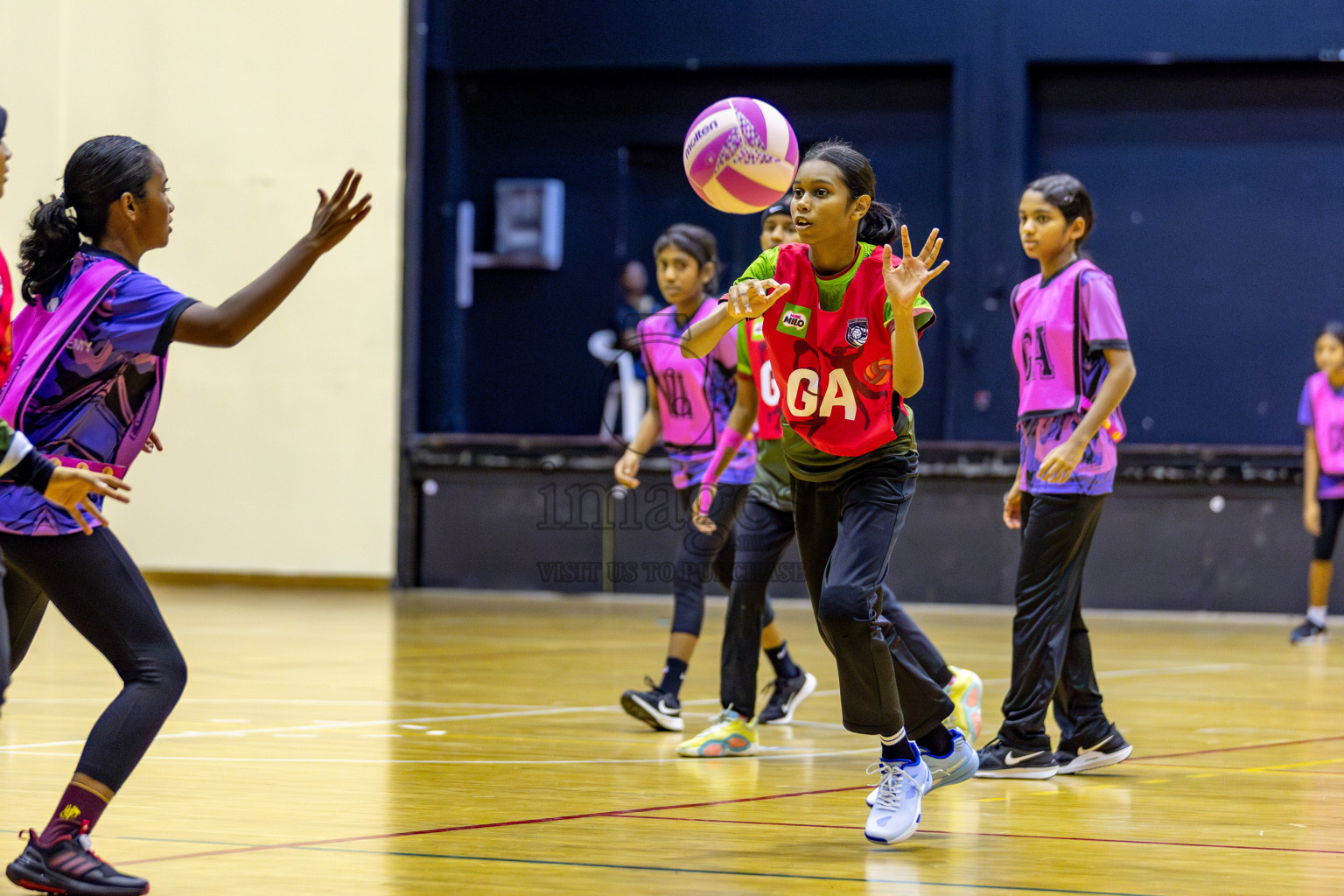 N Sports Academy A vs Fiontti Sports Club  in Day 3 of 3rd Netball Junior Championship, held at Social Center on Tuesday, 21st January 2025 . 
Photos: Hassan Simah / images.mv
