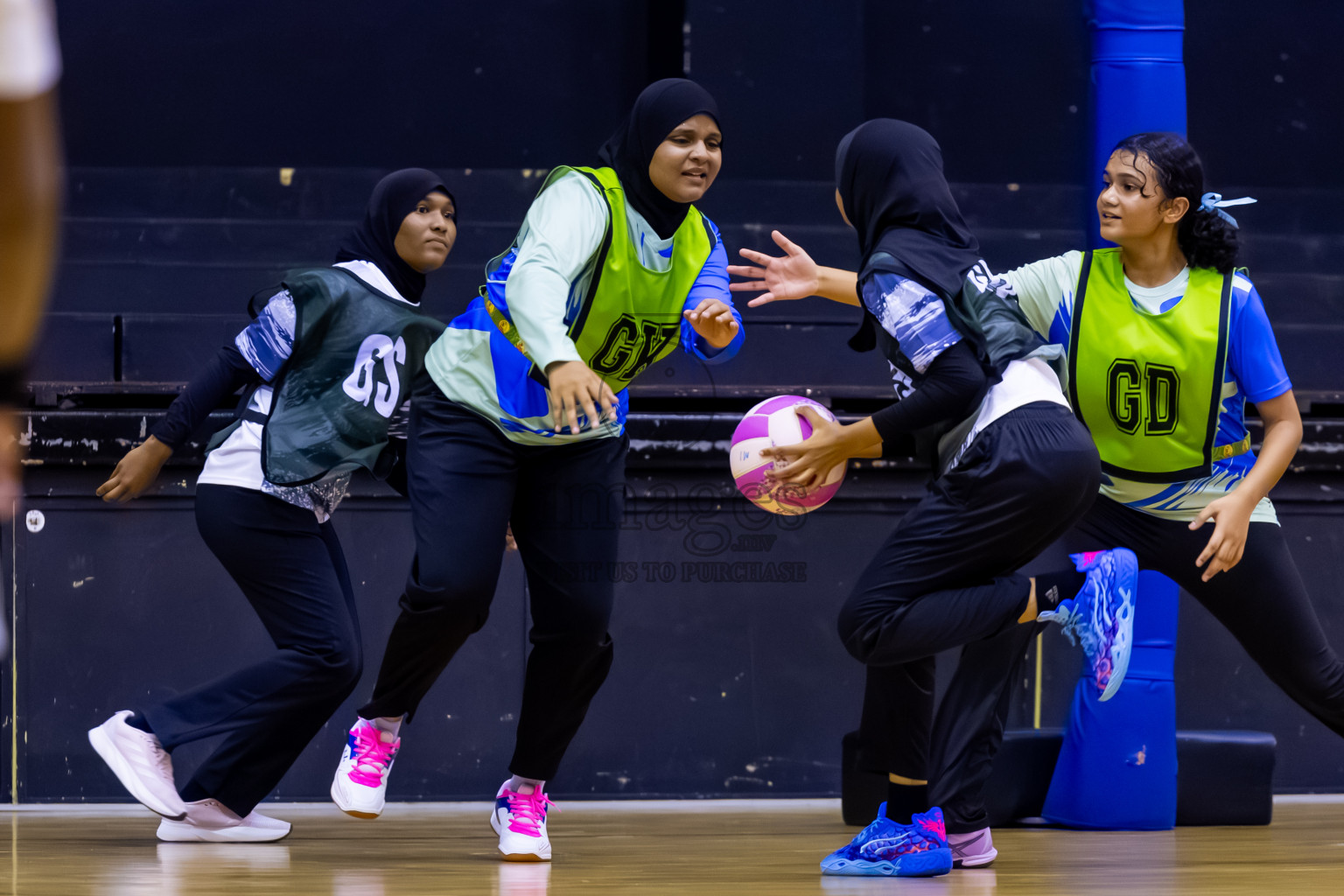 SC Skylark vs United Unity SC in Day 4 of 24th Milo Netball Association Championship held in Social Center at Male', Maldives on Thursday, 4th September 2025. Photos: Nausham Waheed / images.mv