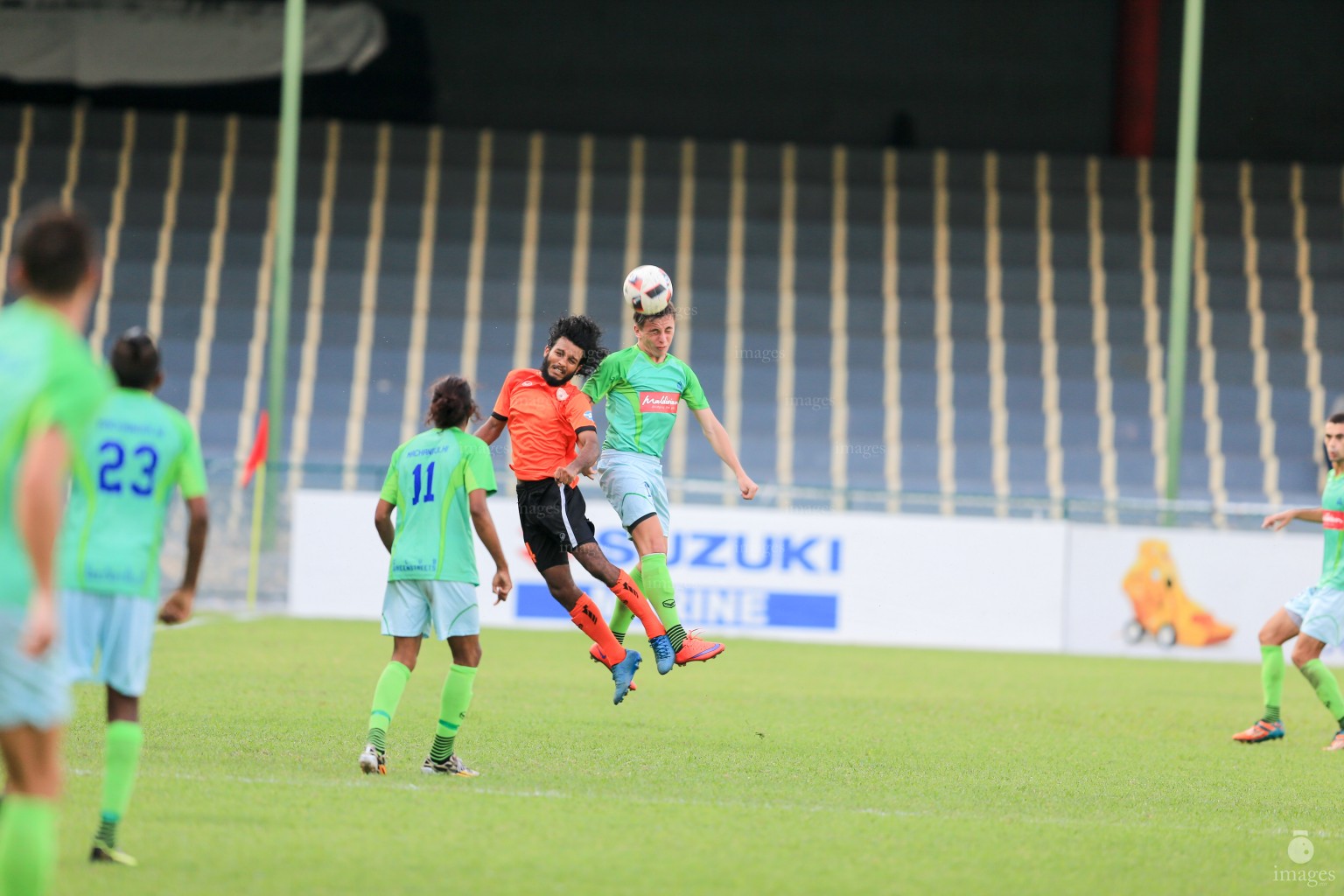 Green street vs Club Eagles in Male', Maldives, Saturday, April 22, 2017. Green street won the match by 2 - 0(Images.mv Photo/ Hussain Sinan). 