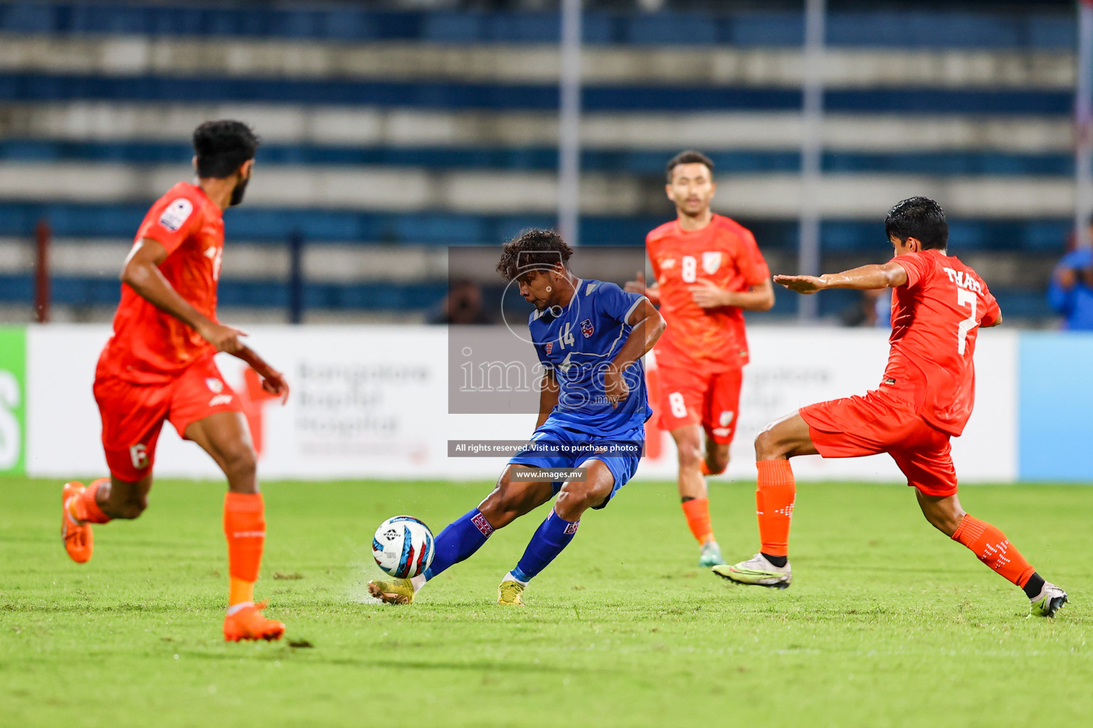 Nepal vs India in SAFF Championship 2023 held in Sree Kanteerava Stadium, Bengaluru, India, on Saturday, 24th June 2023. Photos: Nausham Waheed, Hassan Simah / images.mv