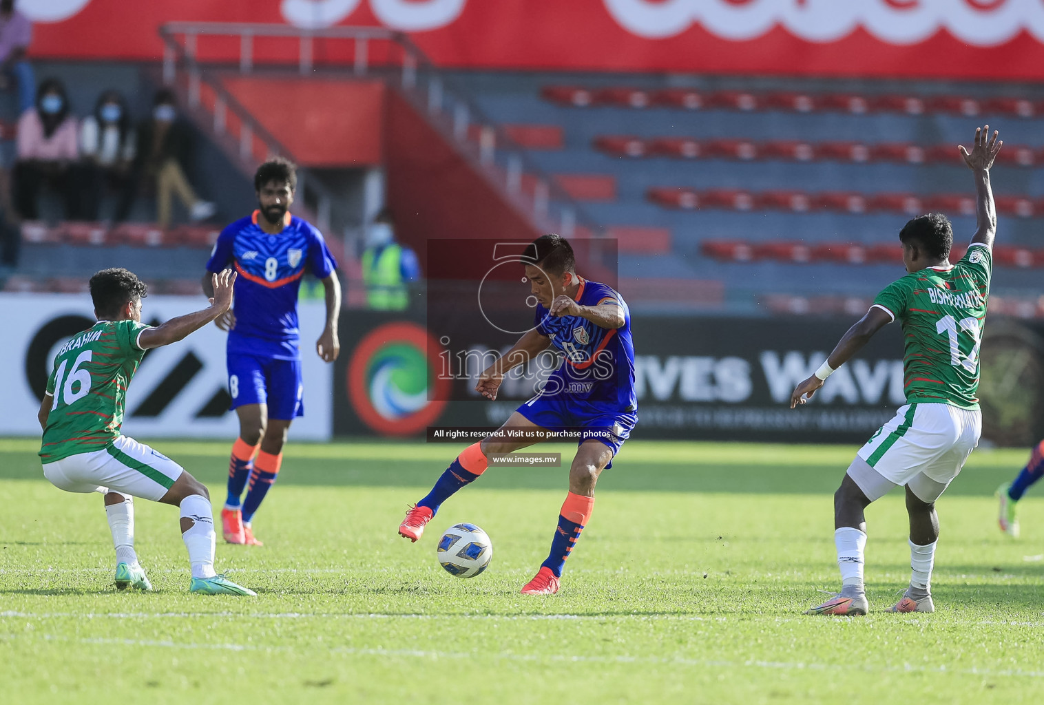 Bangladesh vs India in SAFF Championship 2021 held on 1st October 2021 in Galolhu National Stadium, Male', Maldives